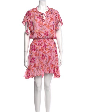 Pre-owned Misa Floral Print Mini Dress In Pink