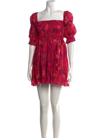 Pre-owned Misa Floral Print Mini Dress In Pink