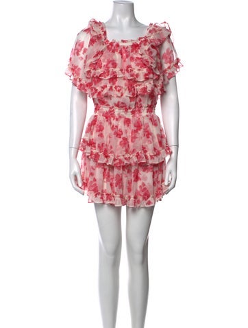 Pre-owned Misa Floral Print Mini Dress In Pink