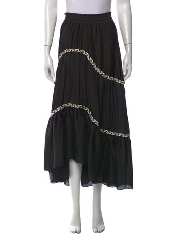 Pre-owned Misa Patterned Long Skirt In Black