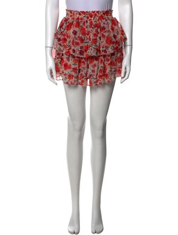 Pre-owned Misa Floral Print Mini Skirt In Red