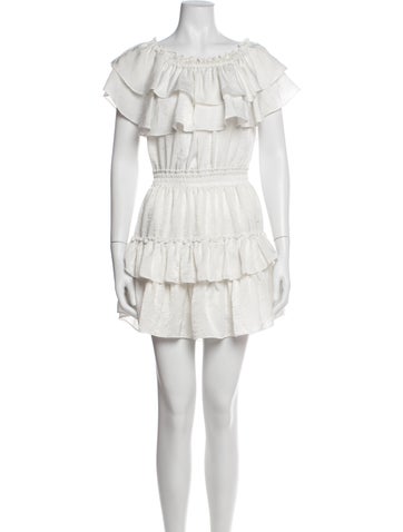 Pre-owned Misa Off-the-shoulder Mini Dress In White