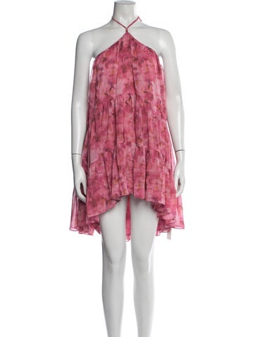 Pre-owned Misa Floral Print Mini Dress In Pink