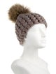 Mischa Lampert Wool Beanie with Fur Pom Pom Embellishment