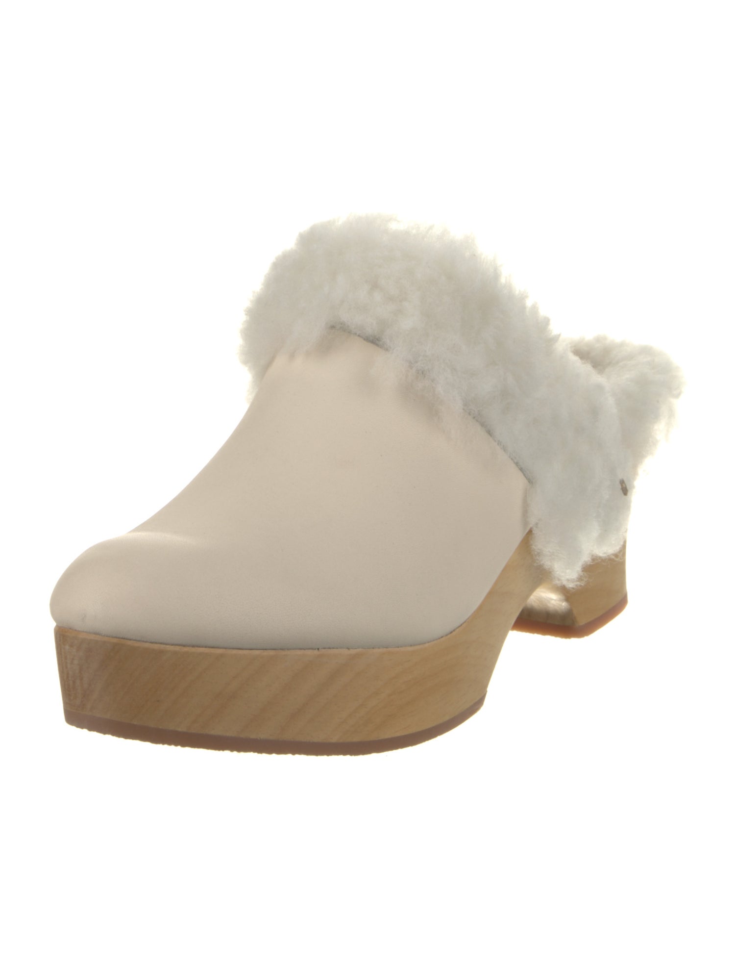 Misha and Puff Leather Fur Trim Mules