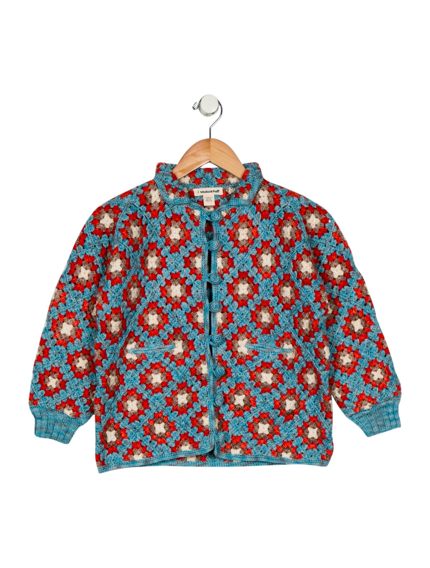 Misha and Puff Kids Girls' Printed Merino Wool Cardigan