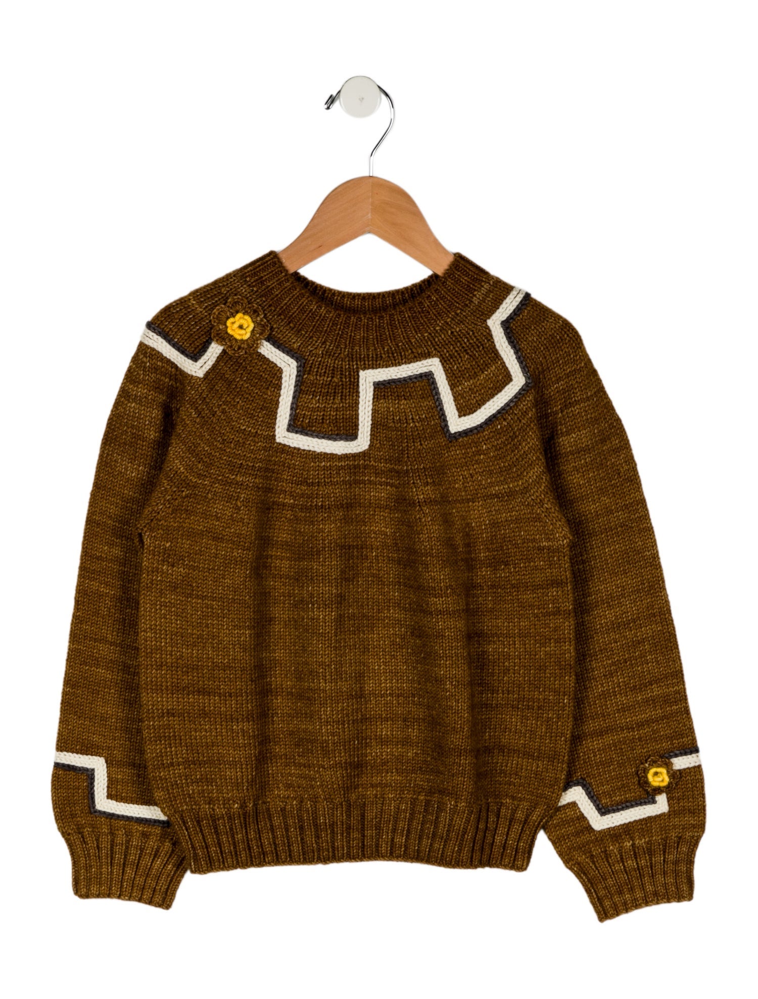 Misha and Puff Girls' Embroidered Long Sleeve Knit Sweater