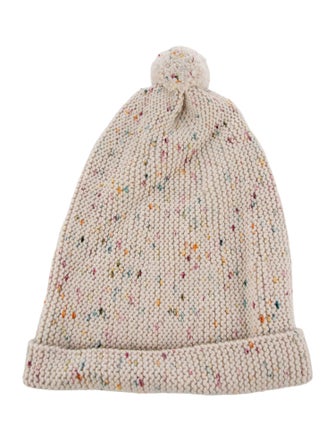 Misha and Puff white pattern print knitted beanie