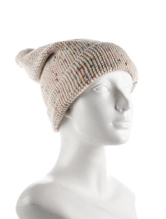 Misha and Puff white pattern print knitted beanie