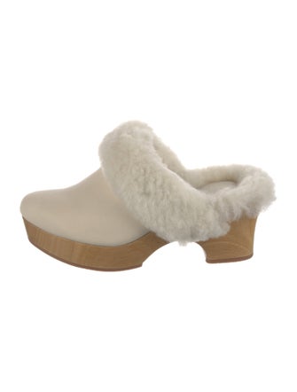 Misha and Puff Leather Fur Trim Slides