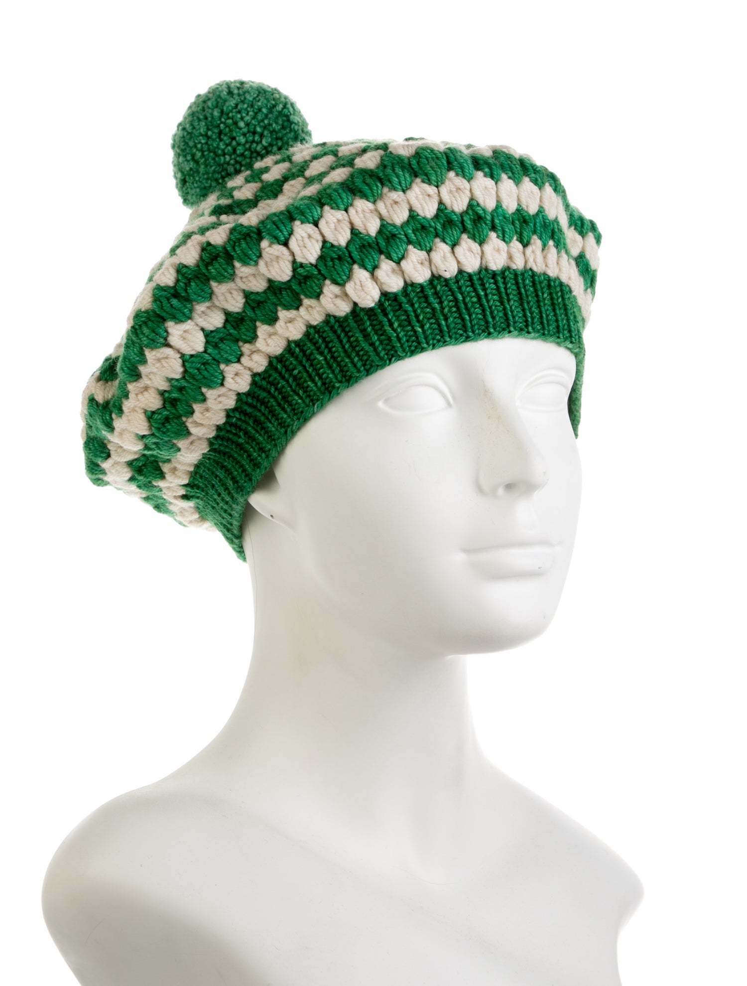 Misha and Puff Green wool Misha and Puff beanie hat.