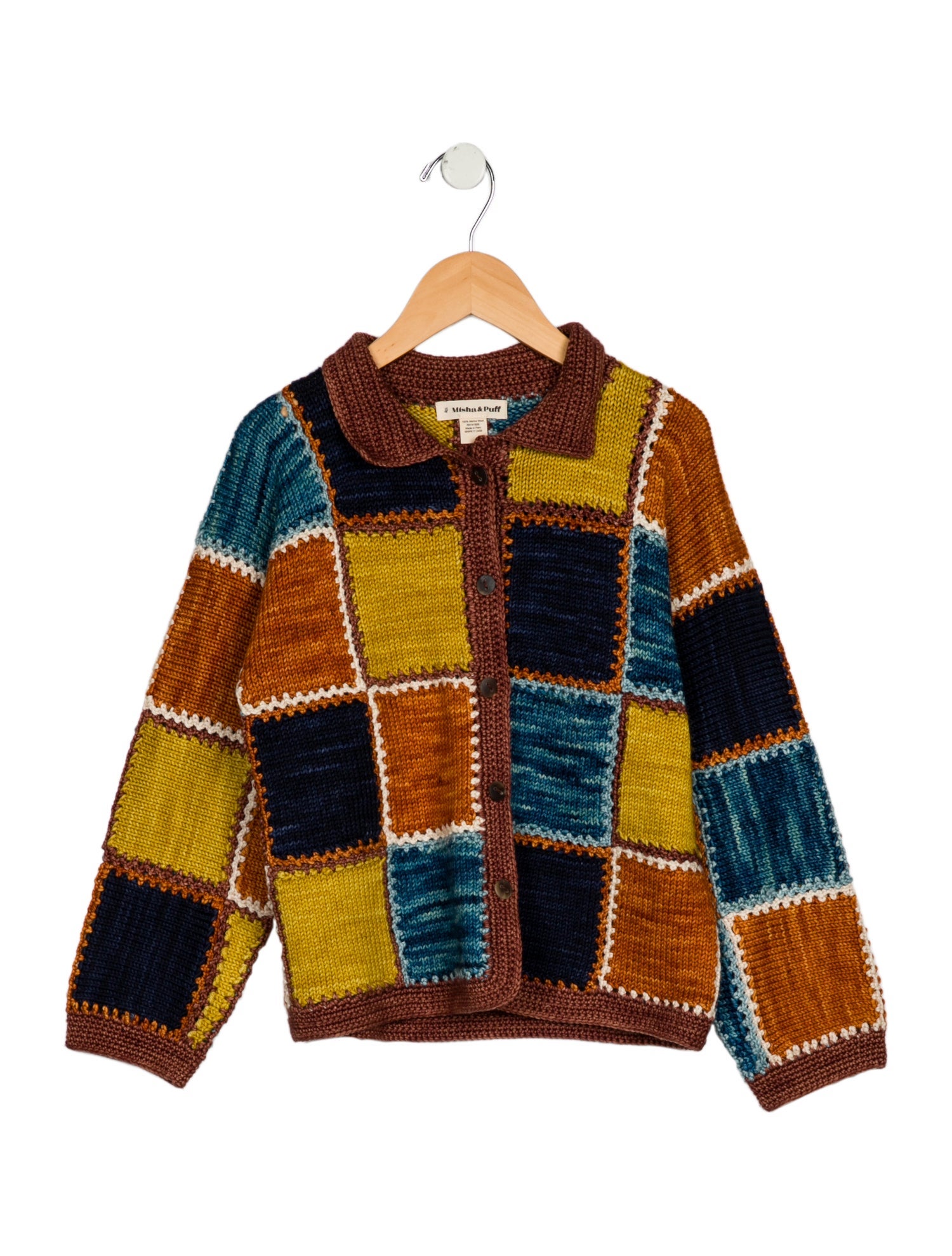 Misha and Puff Girls' Wool Patchwork Cardigan