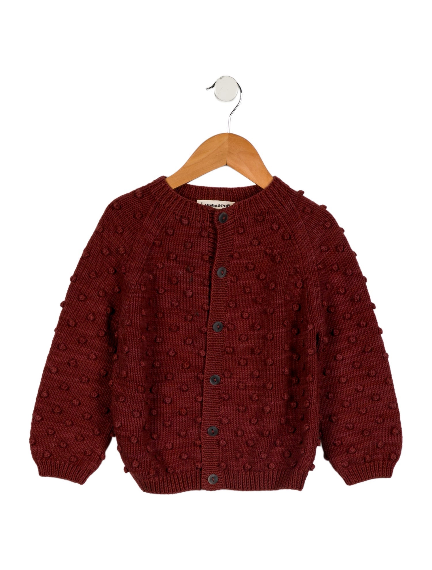 Misha and Puff Girls' Knit Pom Pom Cardigan