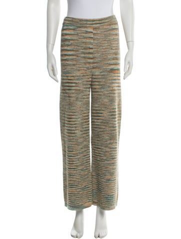 Pre-owned Misha And Puff Striped Wide Leg Pants In Green