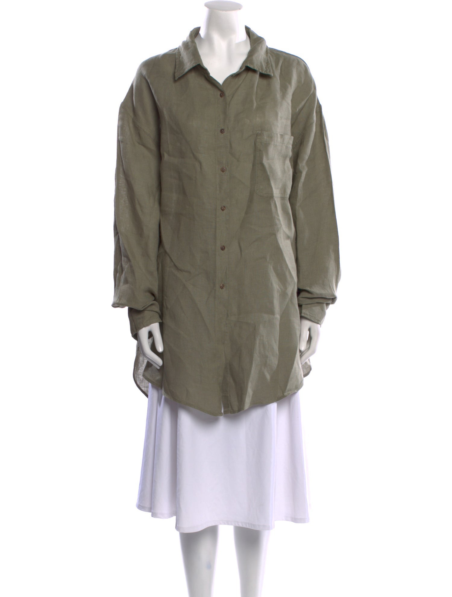 MIKUTA Linen Long Sleeve Button-Up Top