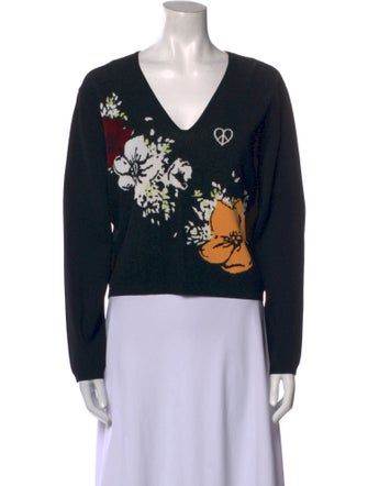 Moschino Jeans Floral Print V-Neck Sweatshirt