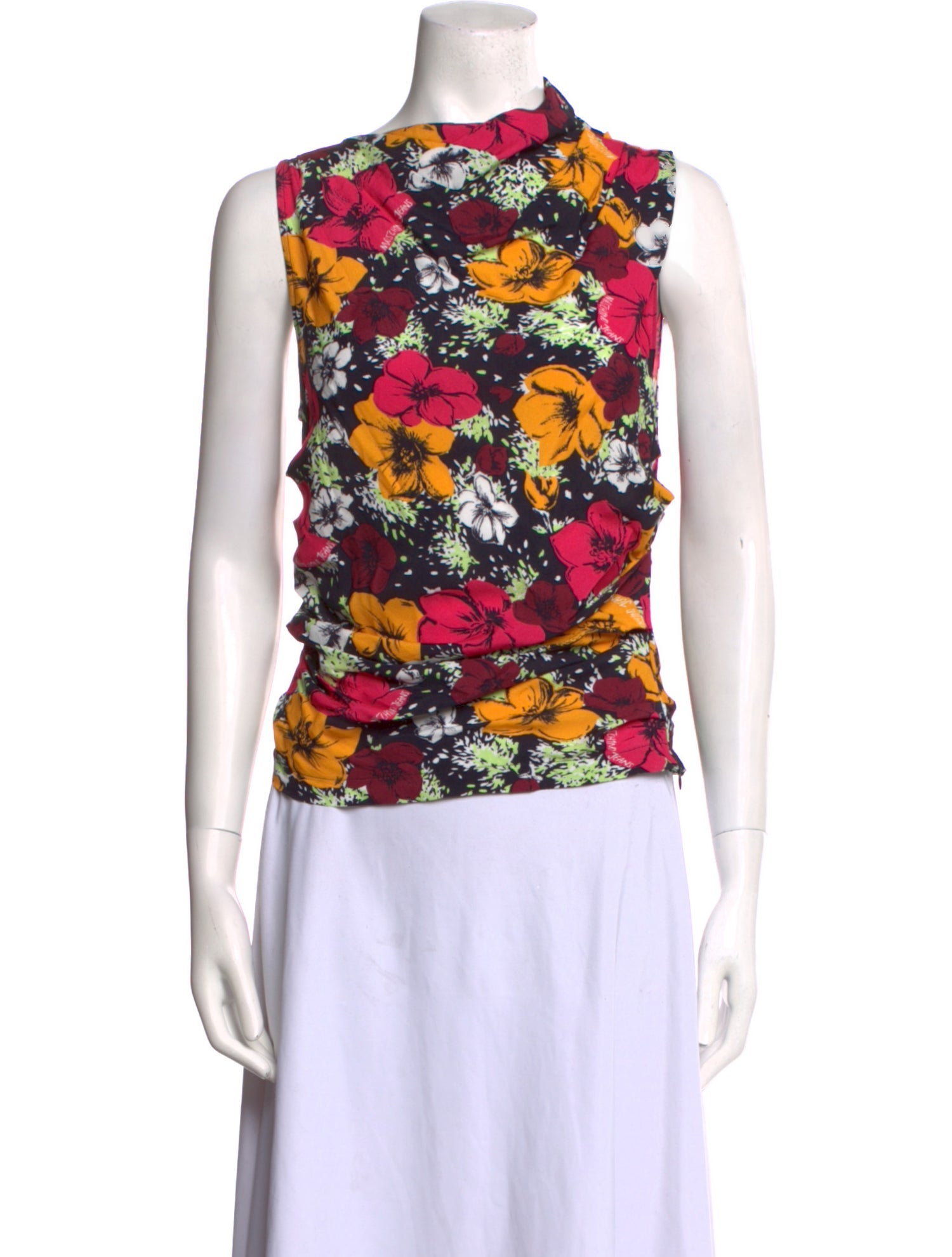 Moschino Jeans Floral Print Cowl Neck Top