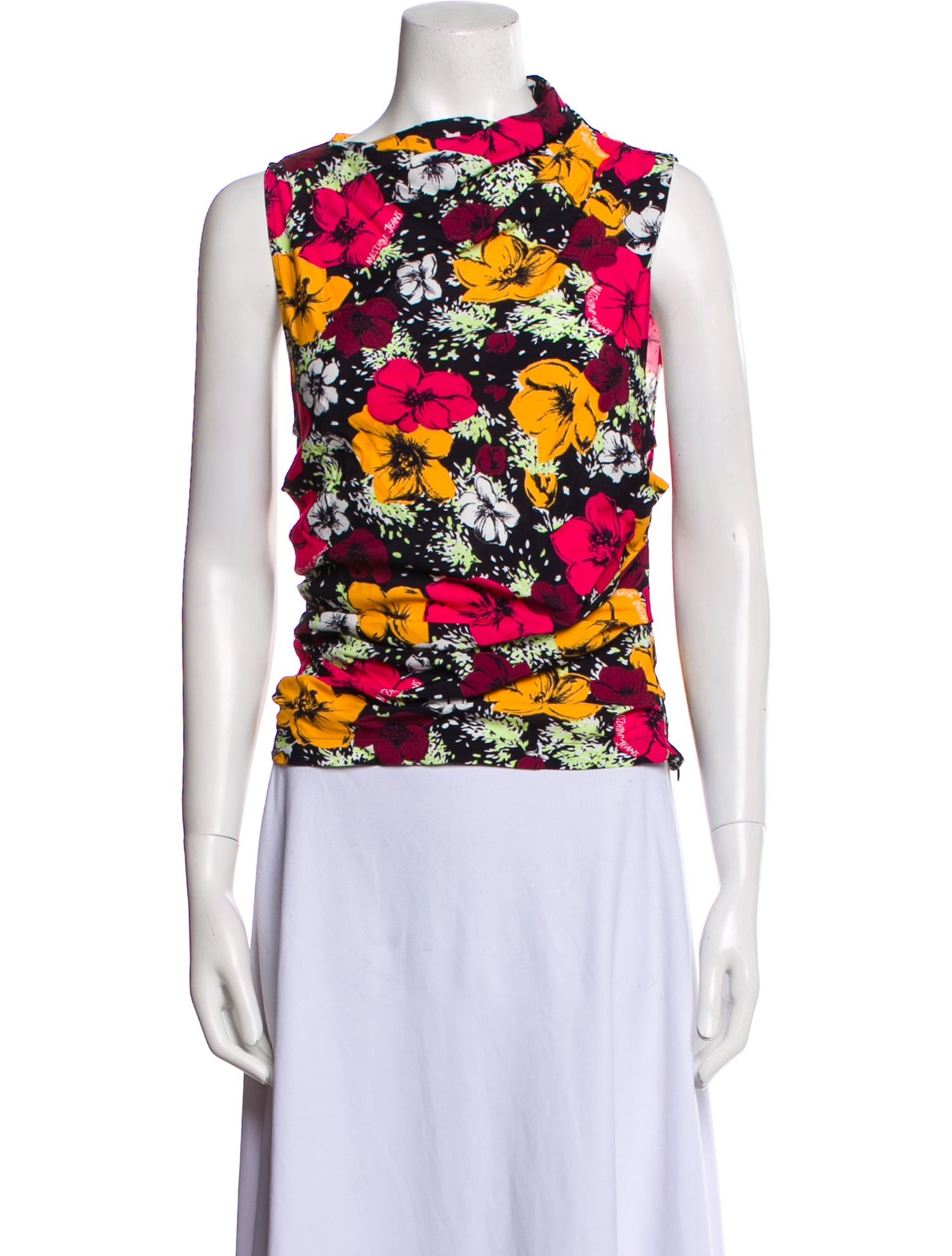 Moschino Jeans Floral Print Cowl Neck Top