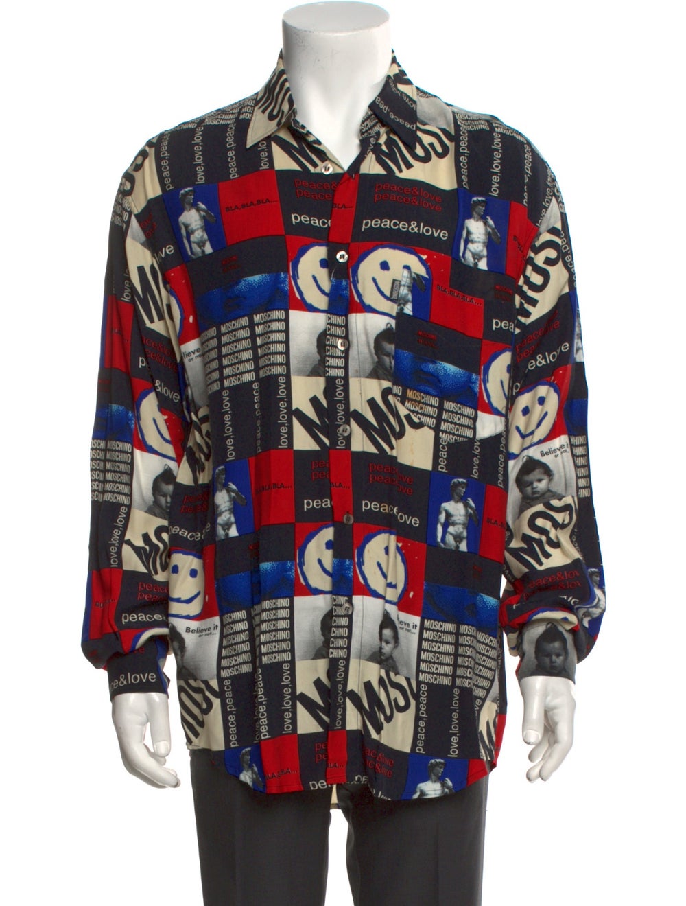 Moschino Jeans Shirt Black Graphic Print Long Sleeve
