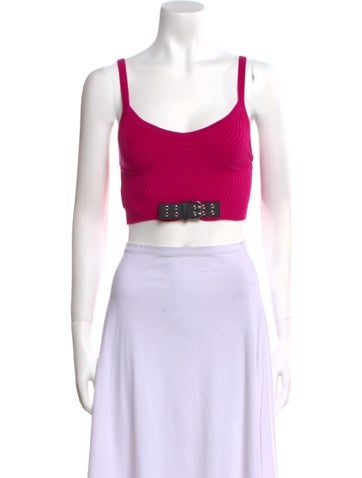 Moschino Jeans Tops Graphic Print Scoop Neck Crop Top S