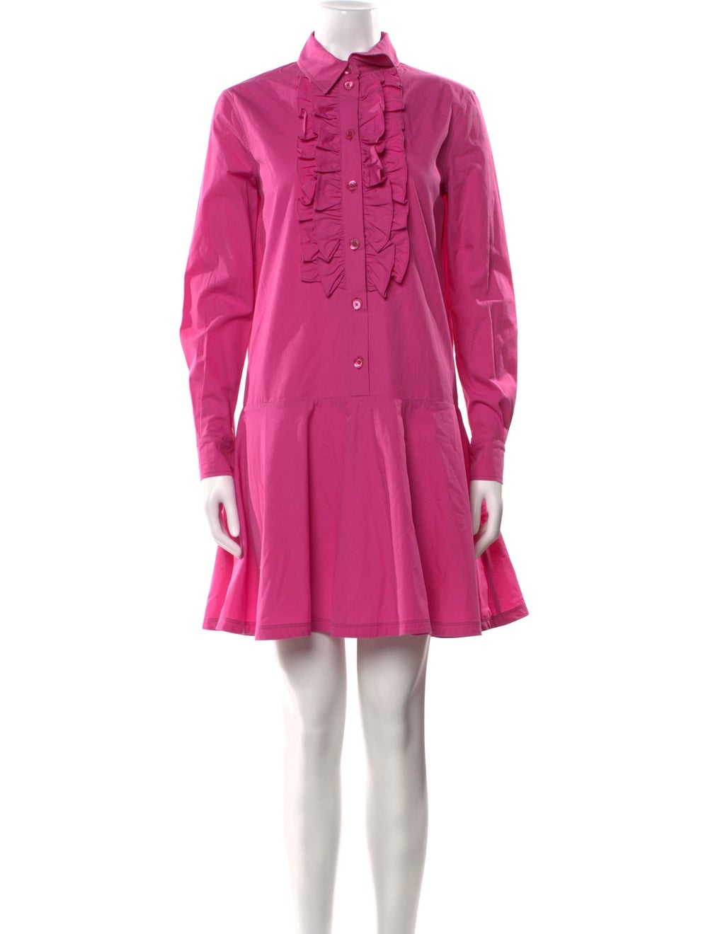 Moschino Jeans Shirtdress Purple Ruffle Embellishment Long Sleeve with Collar
