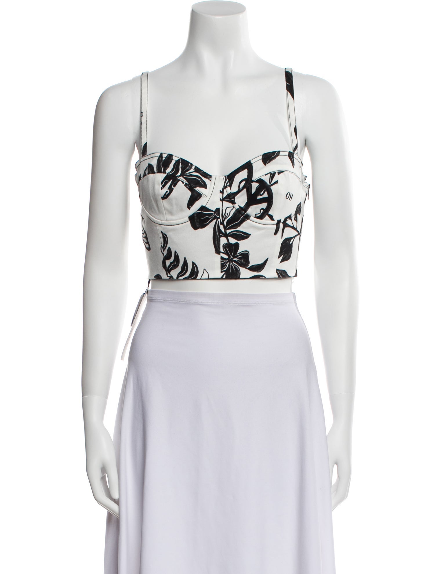 Moschino Jeans Floral Print Square Neckline Crop Top