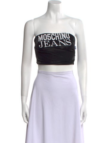 Moschino Jeans Tops Graphic Print Strapless Crop Top M