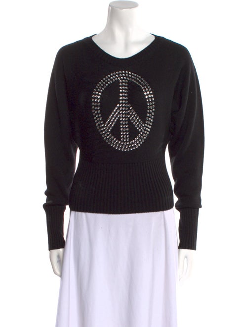 Moschino Jeans Graphic Print V-Neck Sweater