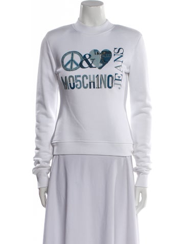Moschino Jeans Tops Graphic Print Mock Neck Sweatshirt S