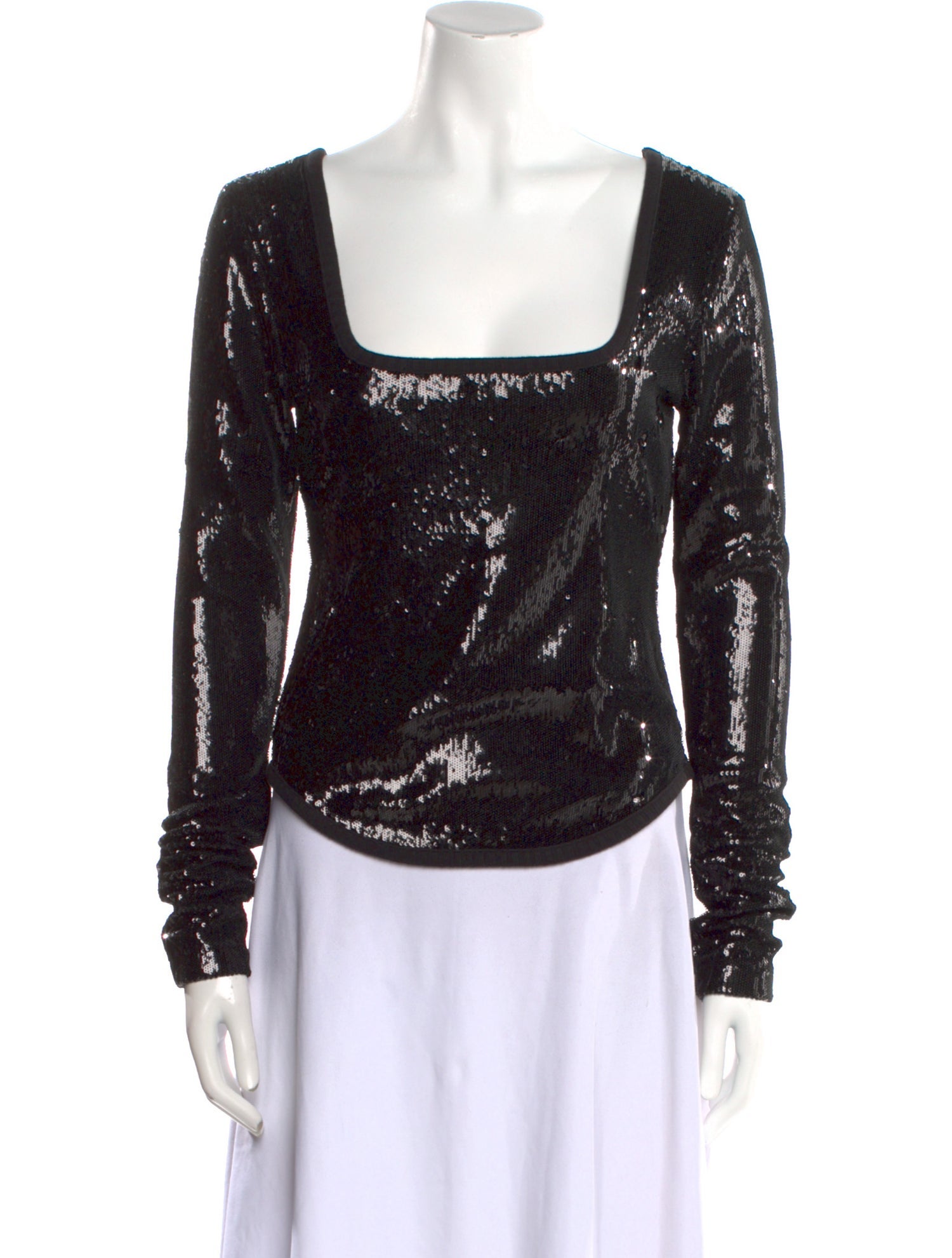 Moschino Jeans Square Neckline Long Sleeve Top