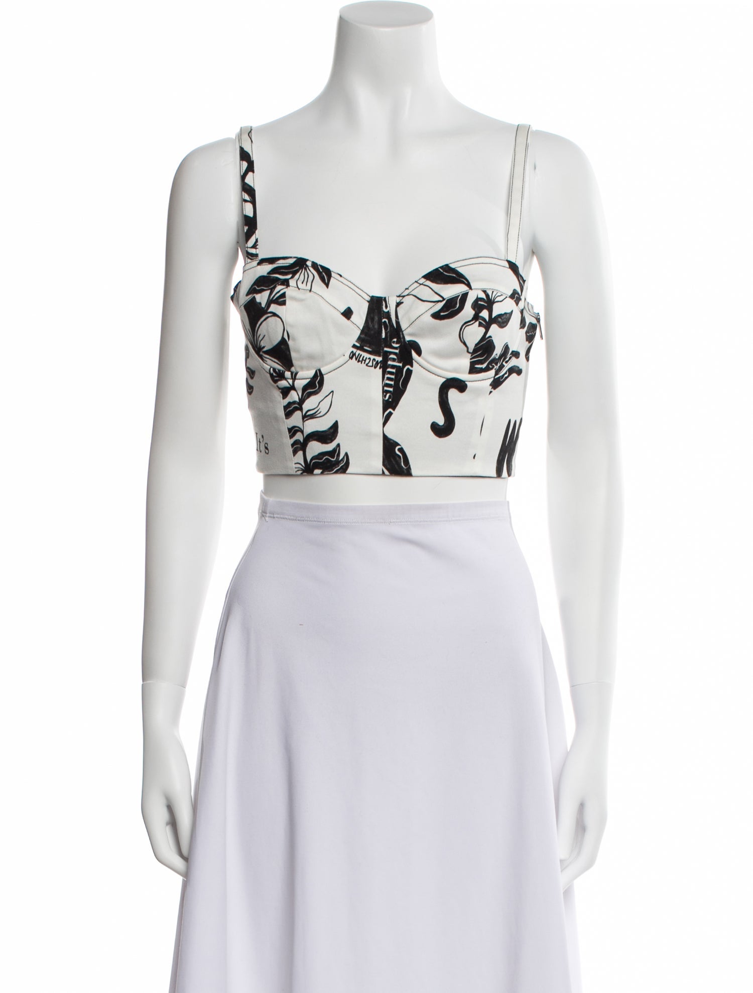 Moschino Jeans Printed Square Neckline Crop Top