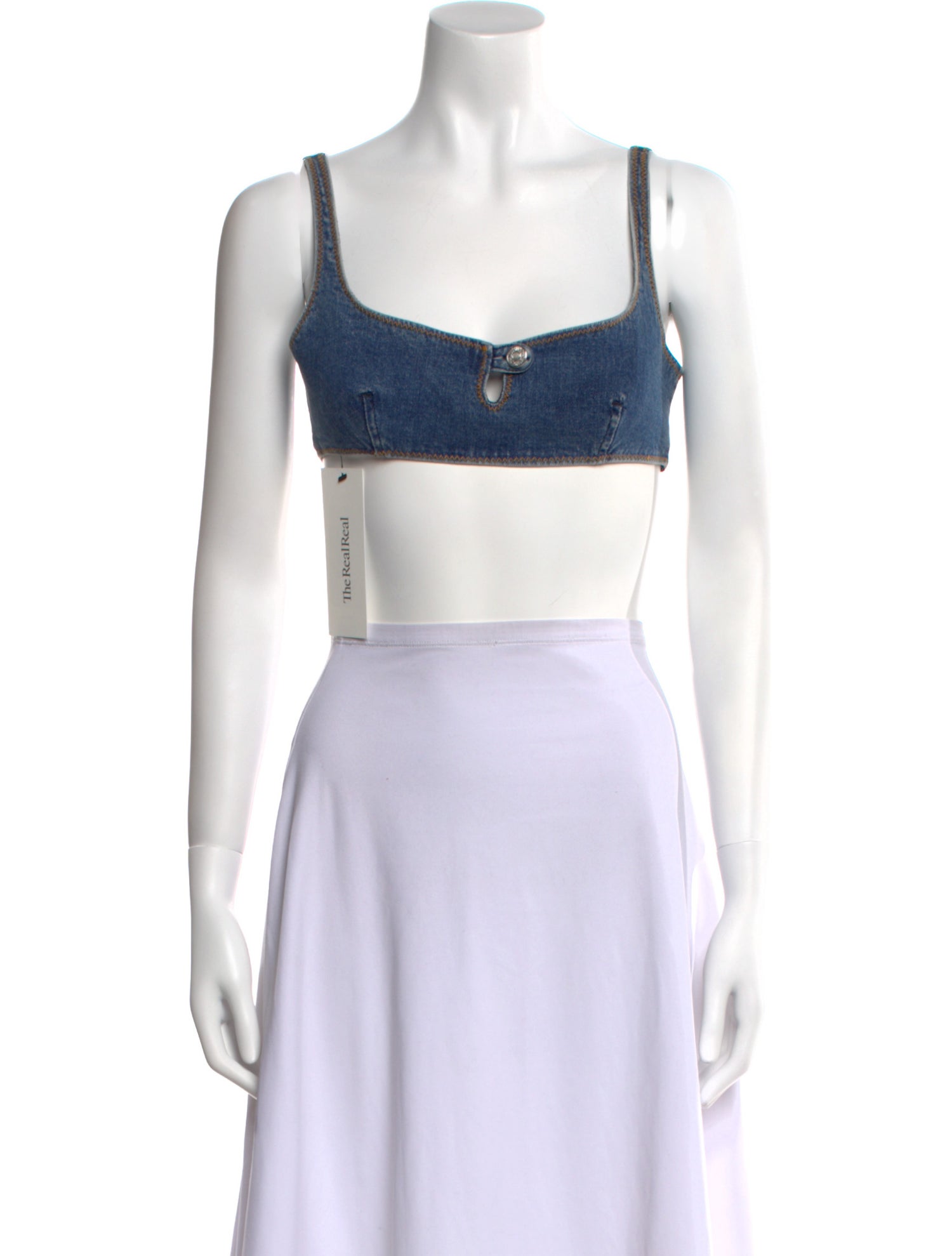 Moschino Jeans Square Neckline Sleeveless Crop Top