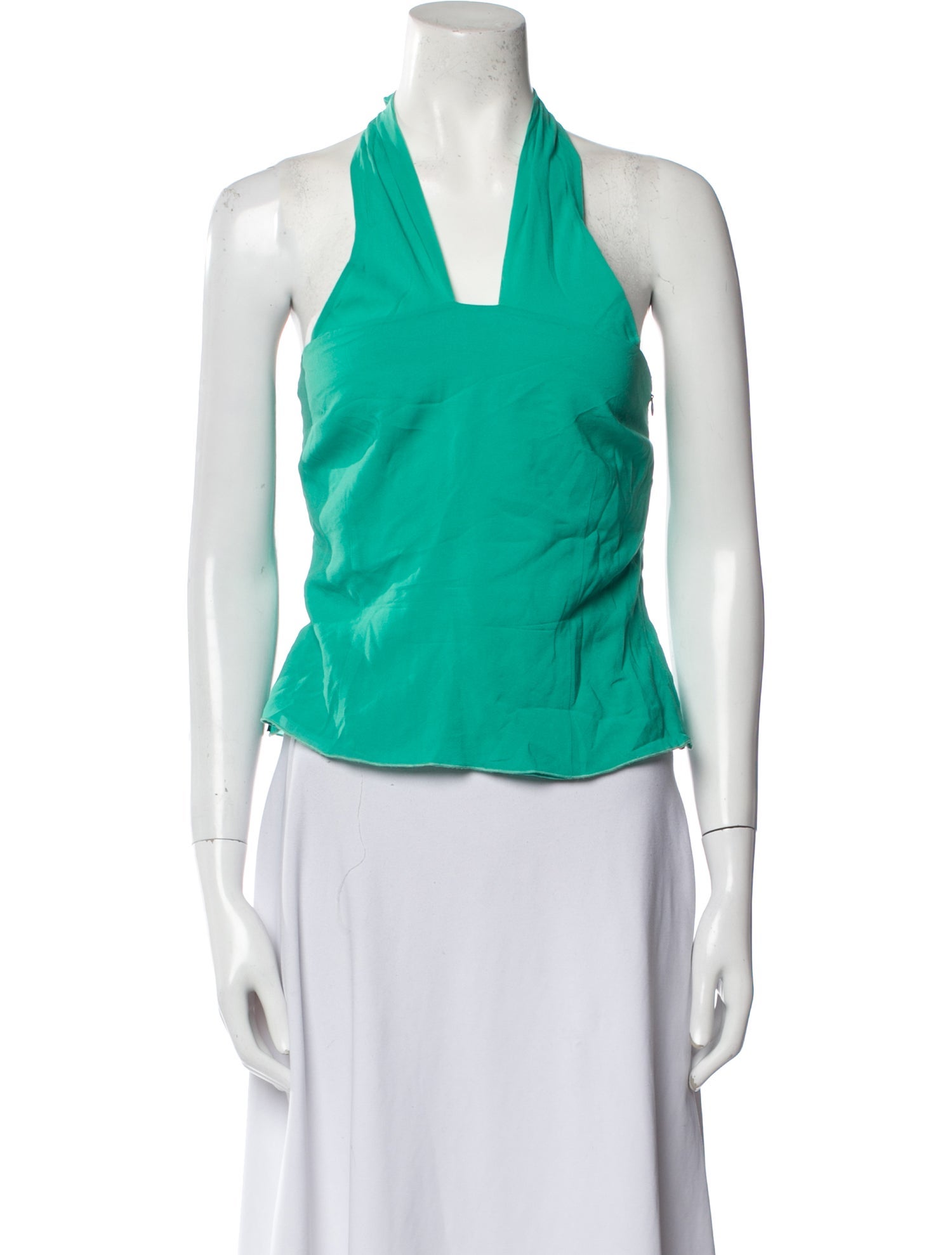 Moschino Jeans Silk V-Neck Crop Top