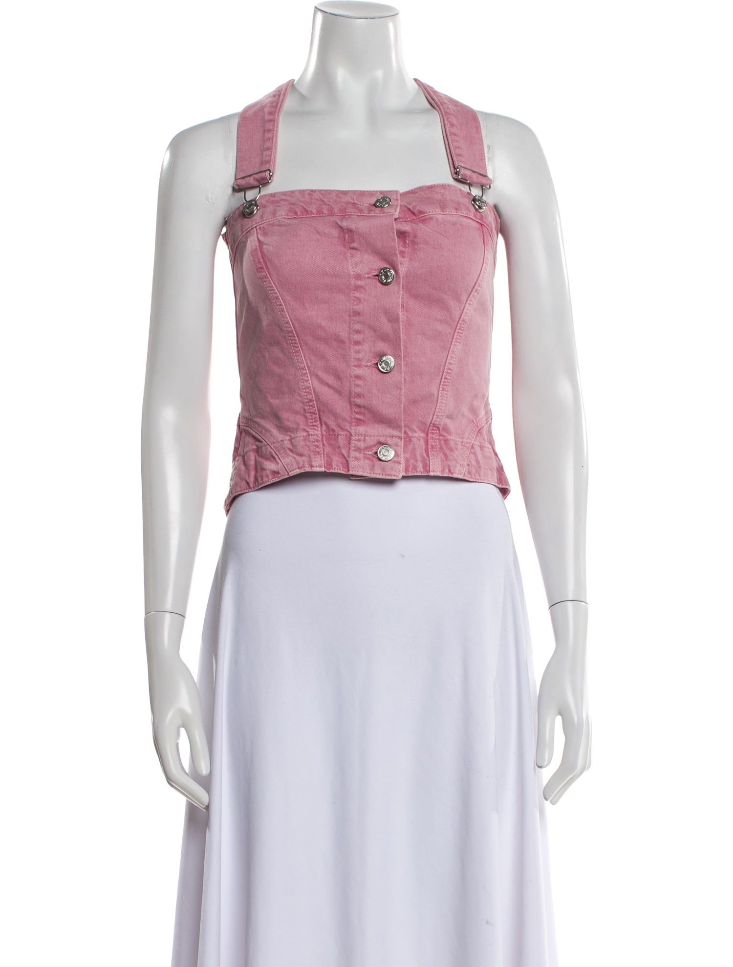 Moschino Jeans Square Neckline Sleeveless Crop Top