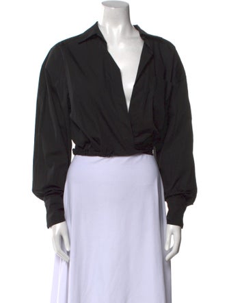 Moschino Jeans V-Neck Long Sleeve Crop Top