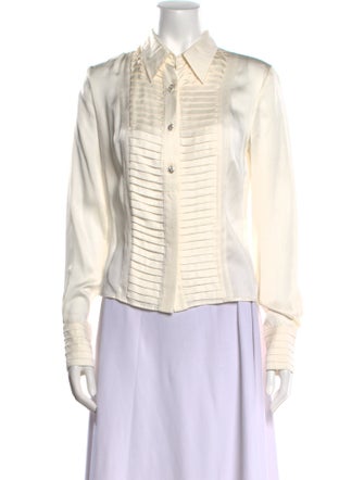 Moschino Jeans Silk Long Sleeve Button-Up Top