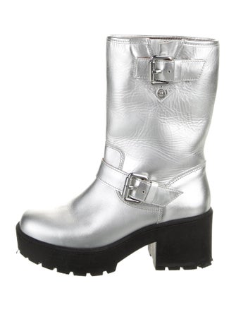 Moschino Jeans Leather Moto Boots
