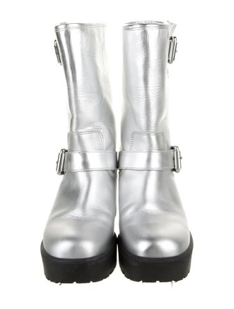 Moschino Jeans Leather Moto Boots
