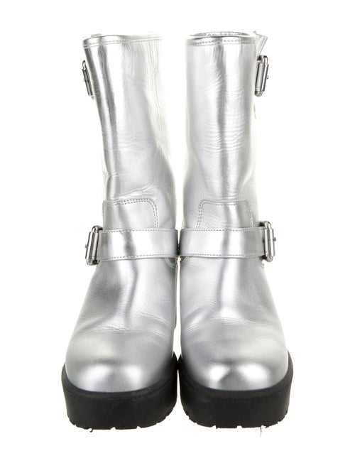 Moschino Jeans Leather Moto Boots