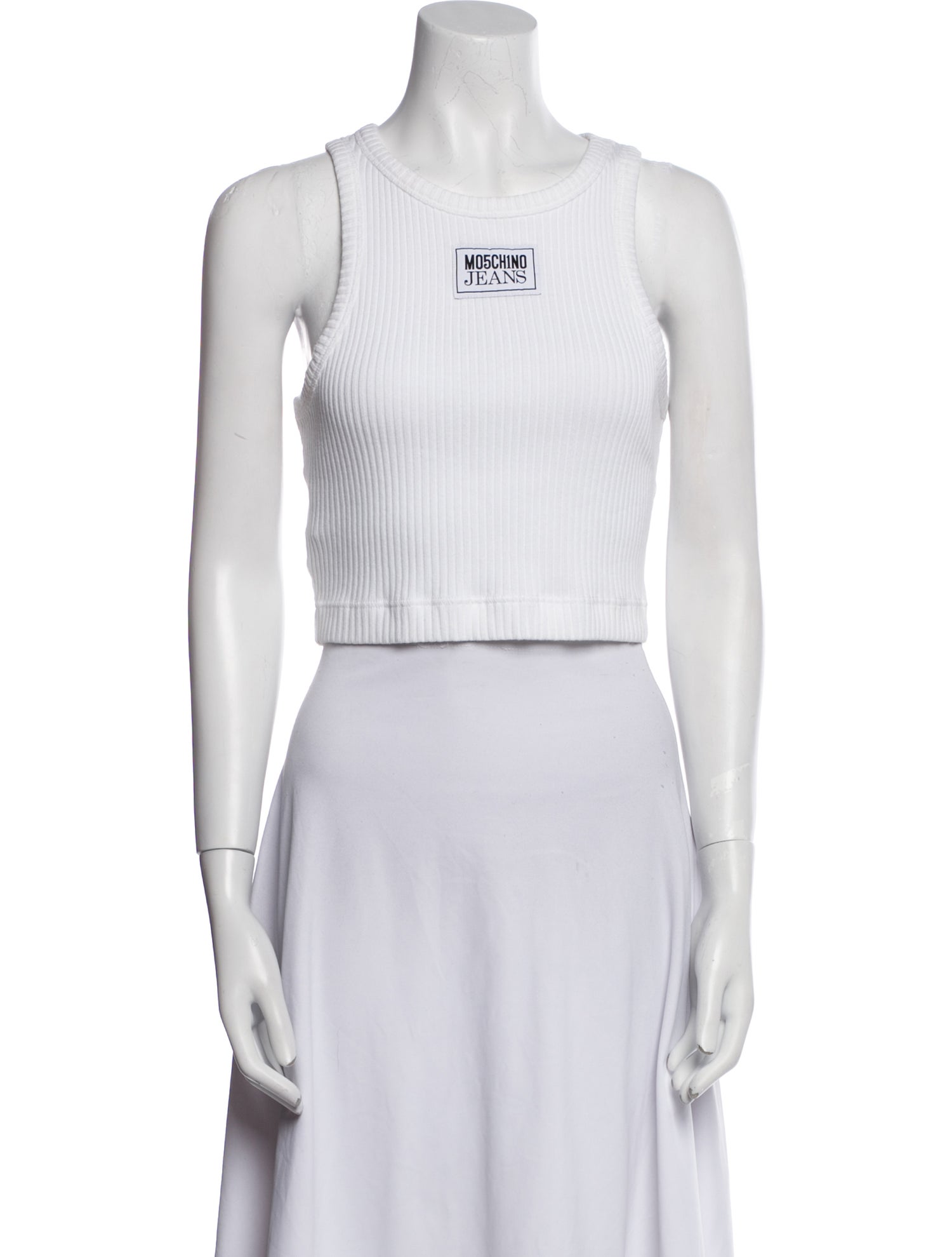 Moschino Jeans Graphic Print Scoop Neck Crop Top