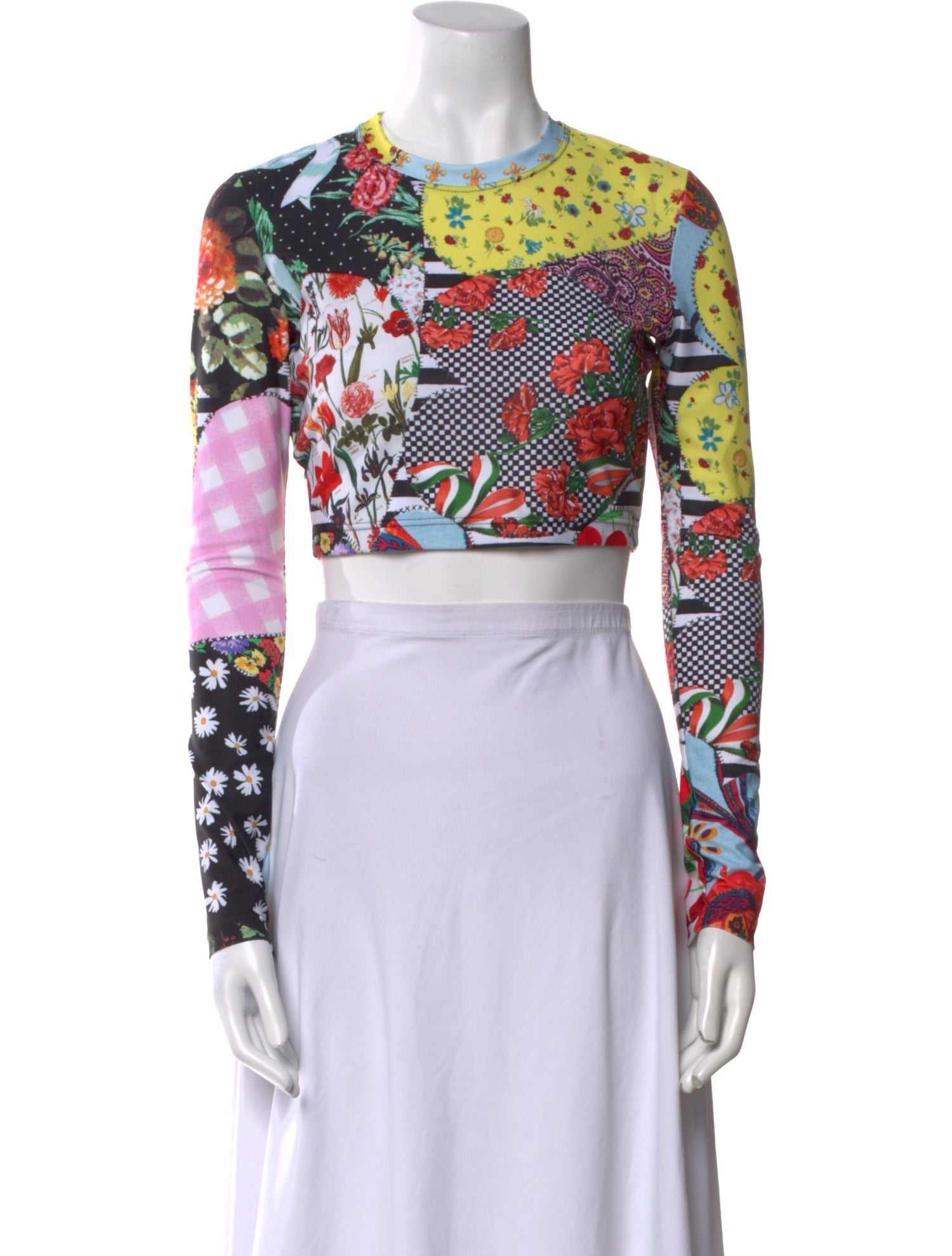 Moschino Jeans Floral Print Crew Neck Crop Top w/ Tags