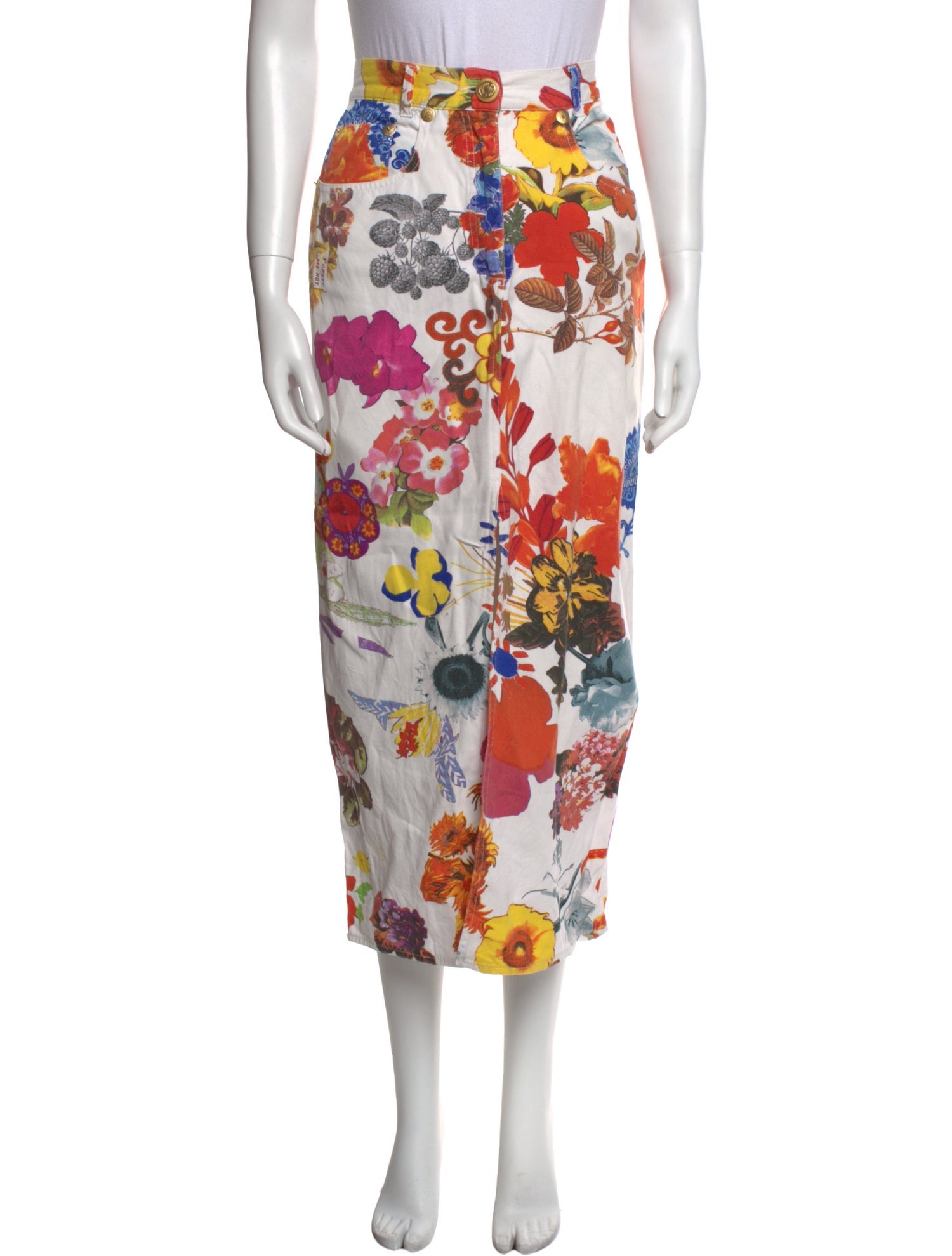 Moschino Jeans Floral Print Midi Length Skirt
