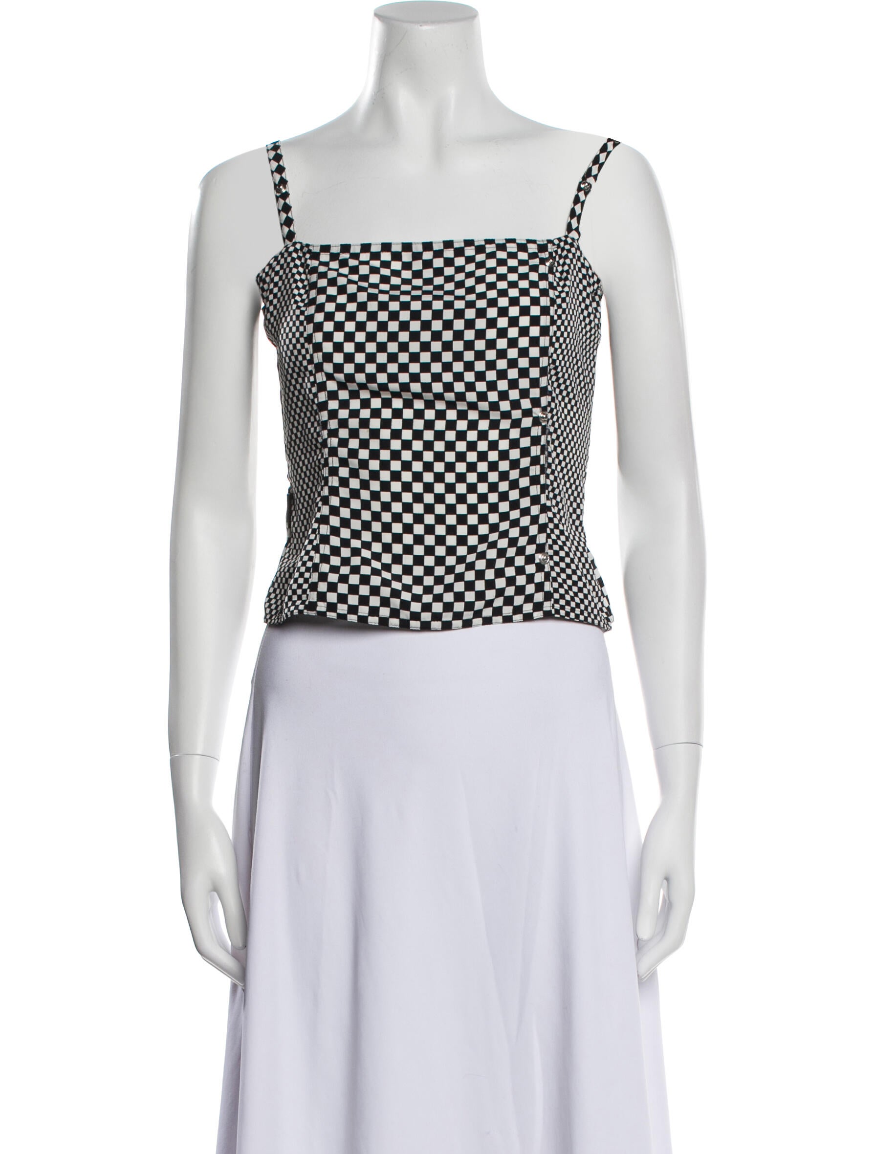 Moschino Jeans Polka Dot Print Square Neckline Crop Top