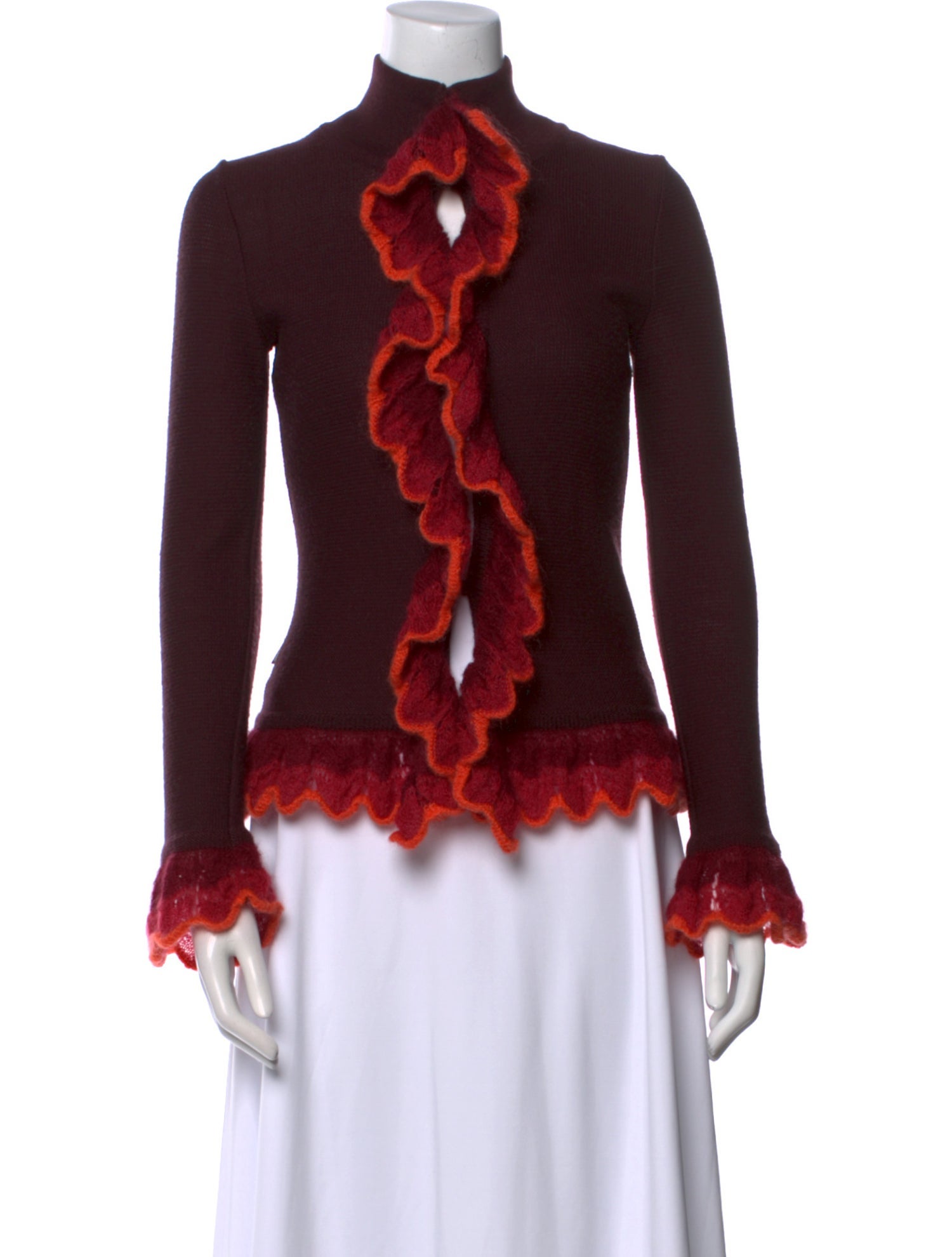 Moschino Jeans Colorblock Pattern Mock Neck Sweater