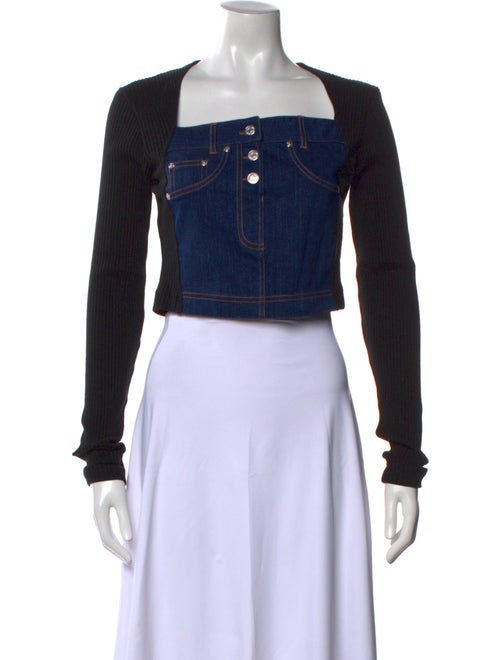 Moschino Jeans Square Neckline Long Sleeve Crop Top