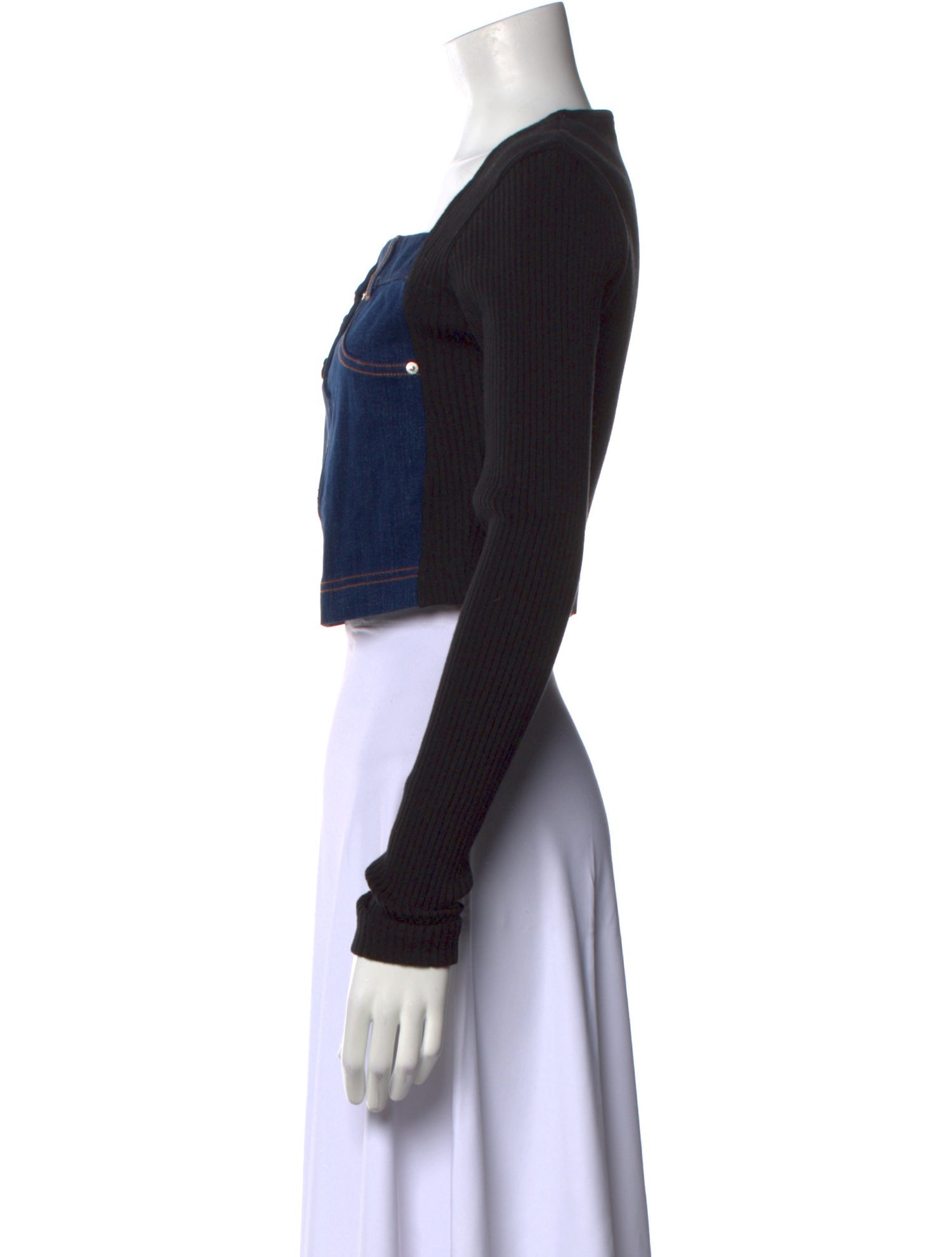 Moschino Jeans Square Neckline Long Sleeve Crop Top