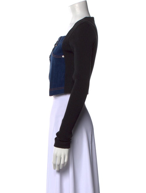 Moschino Jeans Square Neckline Long Sleeve Crop Top