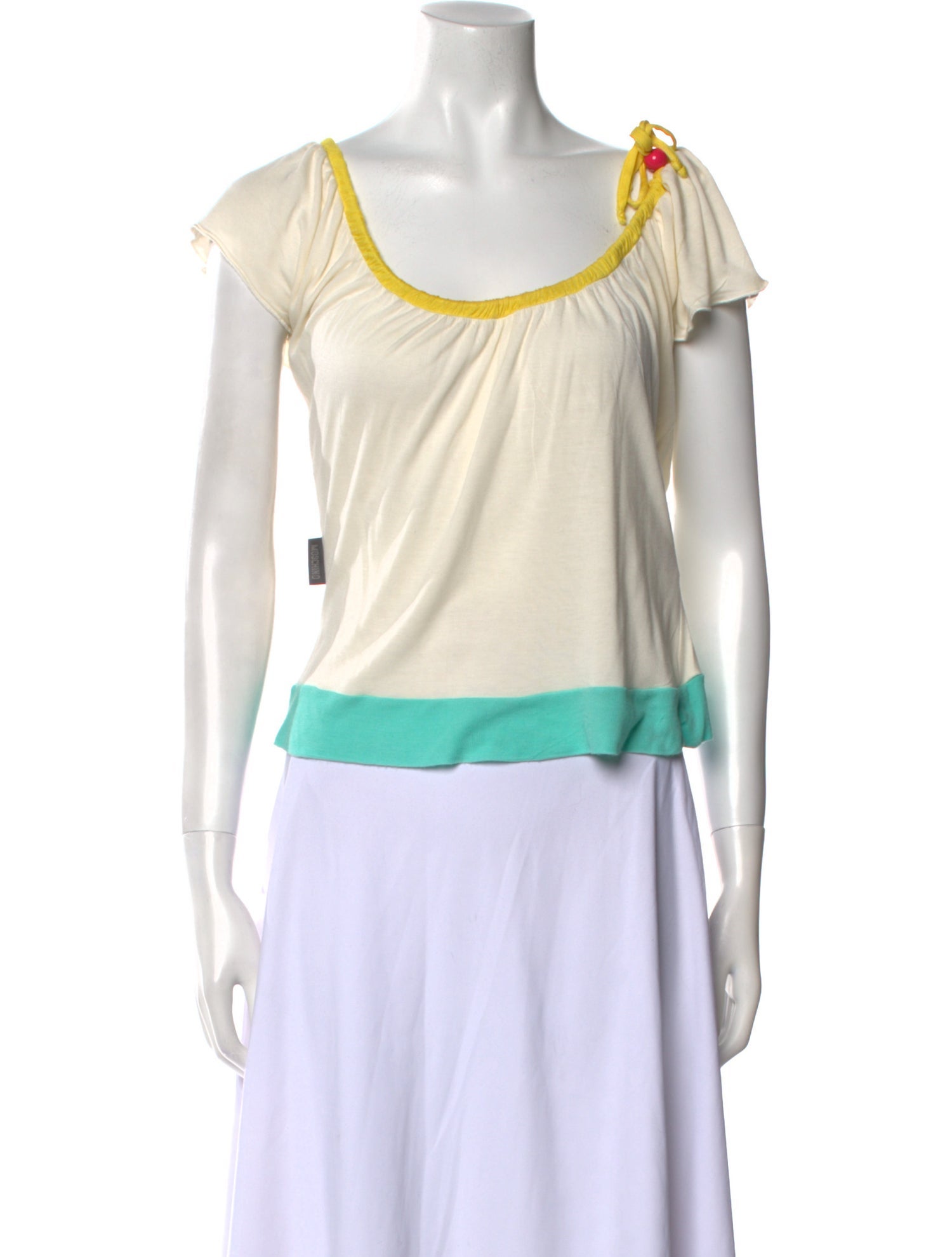 Moschino Jeans Scoop Neck Short Sleeve Crop Top