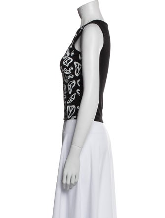 Moschino Jeans Printed Scoop Neck Crop Top