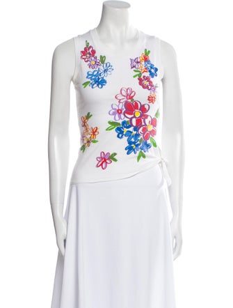 Moschino Jeans Floral Print Scoop Neck Top